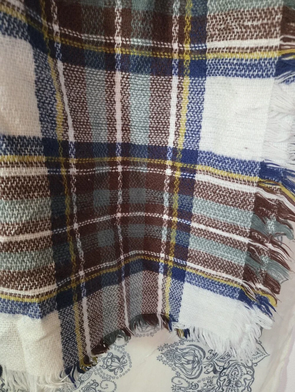 4/$15 Woven Plaid Throw Blanket 50x54 Fringe Boho Cabin Cozy Decor